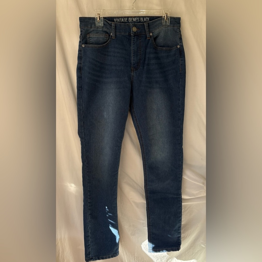 👖 VGB Vintage Gene’s Black Dark Wash Slim Jeans 30x30 Mens, Unisex (Womens 8,10)